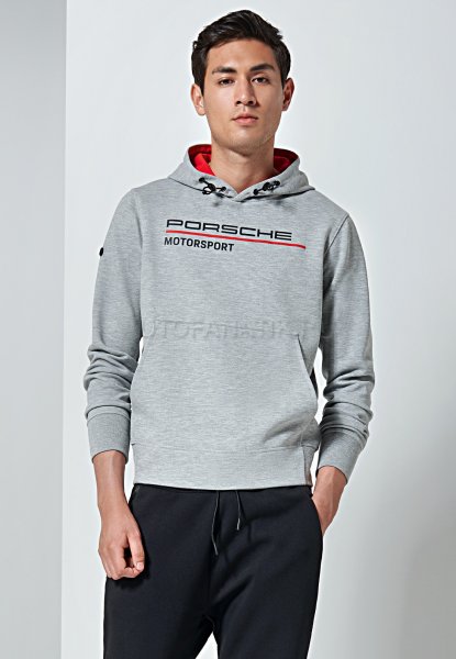 Мужская толстовка Porsche Motorsport Hoodie, Men, Grey/Red WAP81600S0LFMS